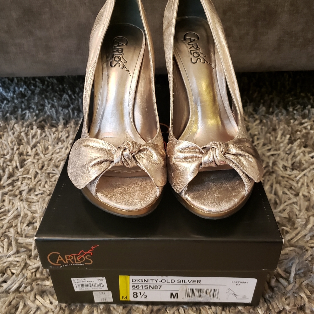 Gold Peep Toe Heels